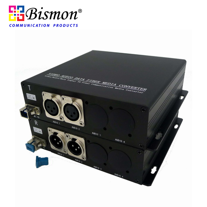Mic + Line Audio to Fiber optic Single fiber 20KM(SM), FC Connector